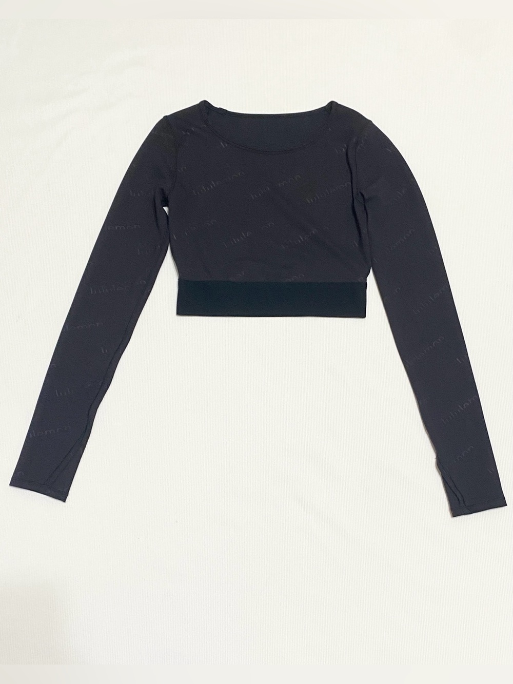 Lululemon Wunder Train Cropped Long Sleeve Special Edition Logo Black